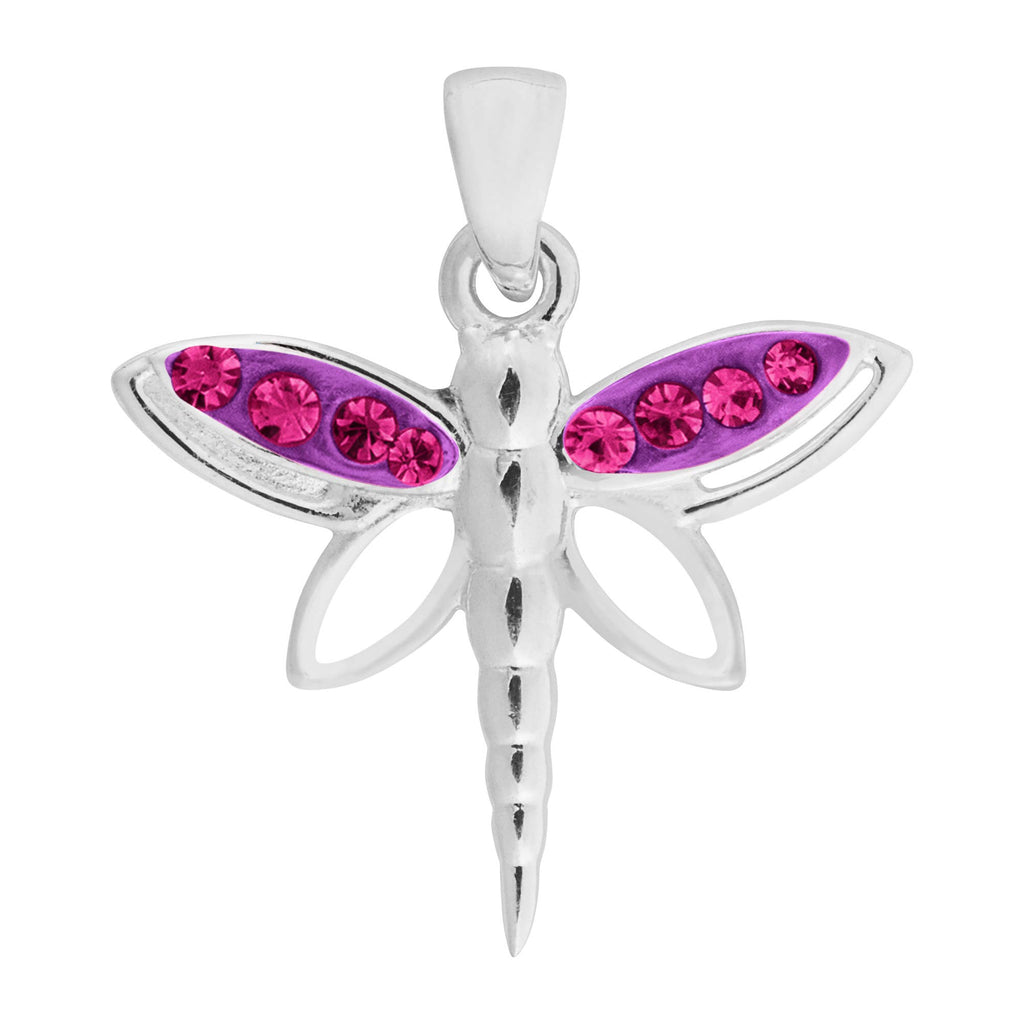 925 Sterling Silver Amethyst Dragonfly Pendant & Necklace Gift Set