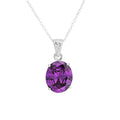 925 Sterling Silver Amethyst CZ Oval Pendant